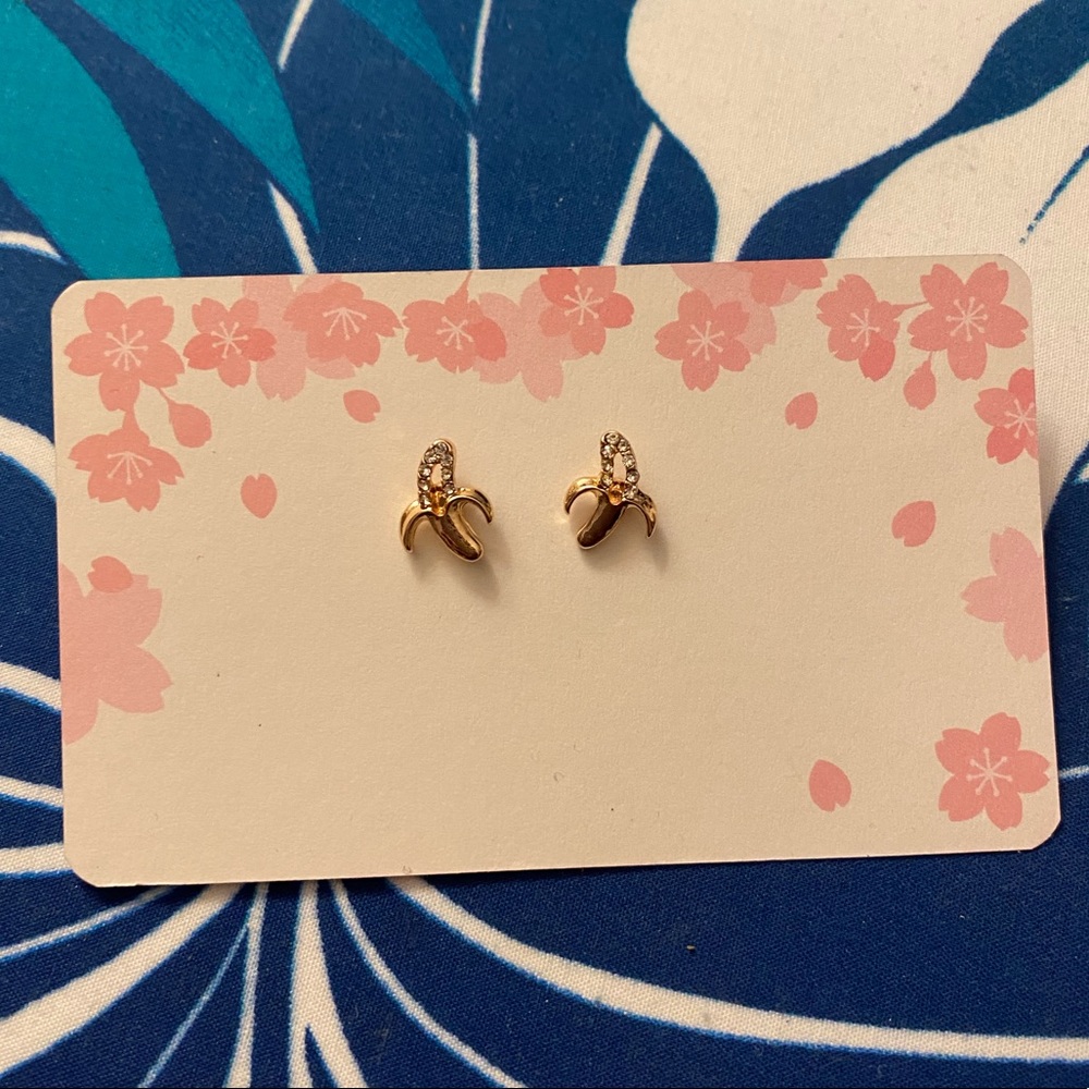 Gold Plated Banana Stud Earrings